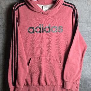 Adidas Pink Hoodie with Black Stripes